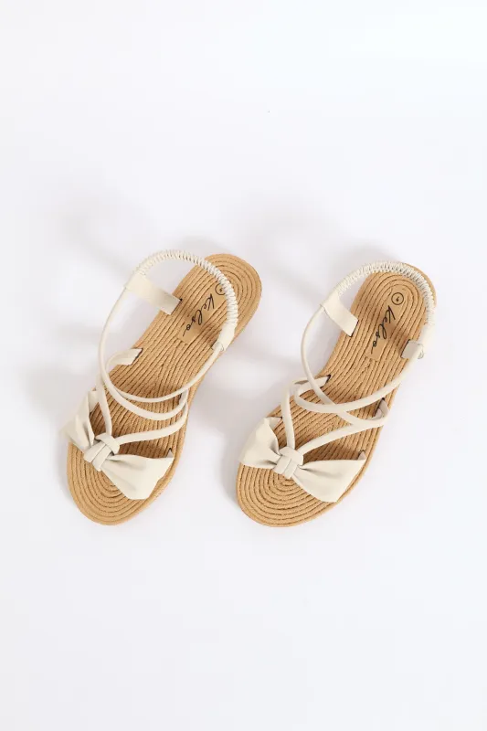Bow Elasticated Slingback Sandal - Natural sold by Edgars