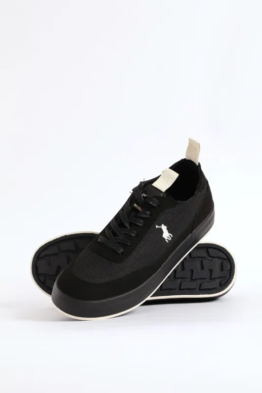 Textured Court Sneaker - Black sold by Edgars
