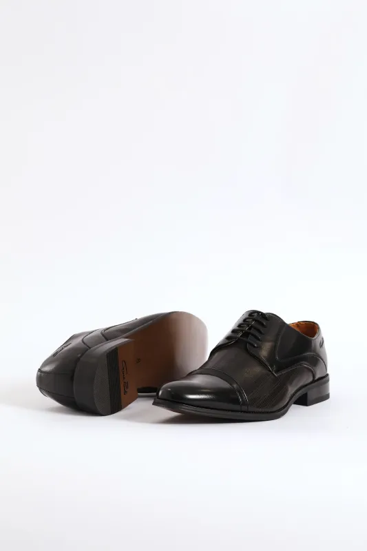 Laser Detail Toe Cap Derby Shoe - Black sold by Edgars