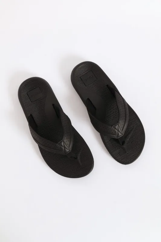 Strut Wide Vamp Sandal - Black sold by Edgars