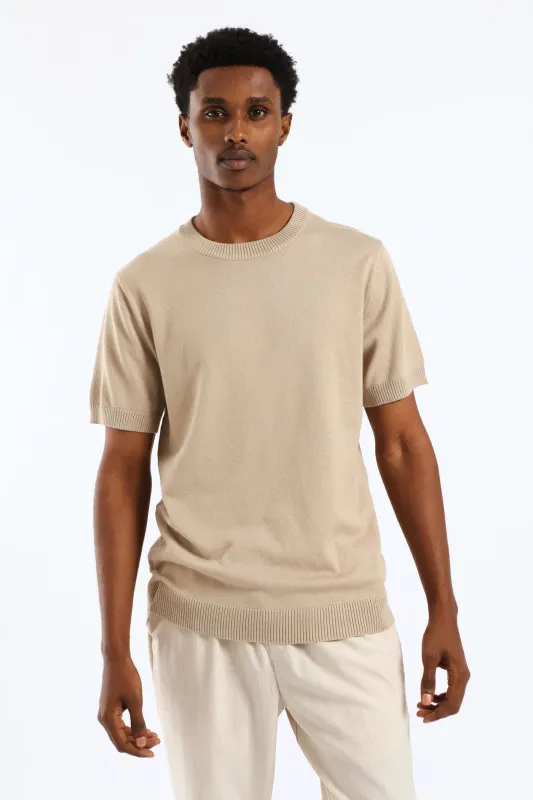 Slim Smart Knit Tee - Stone sold by Edgars