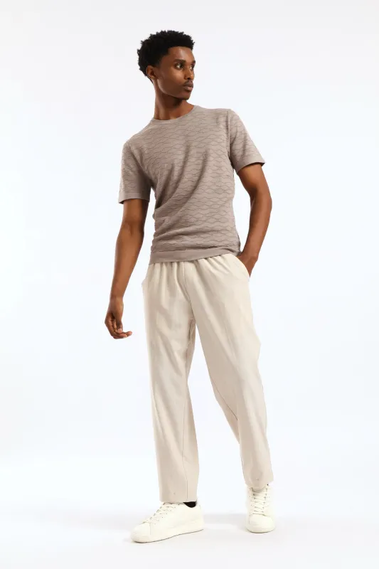 Slim Surface Interest Knit Tee - Taupe sold by Edgars