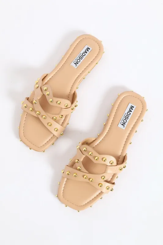 Studded Cross Strap Sandal - Nude sold by Edgars