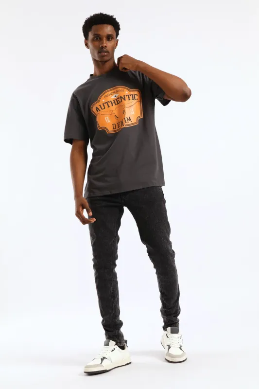 Basic Print Tee - Charcoal sold by Edgars