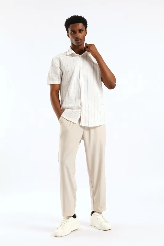 Slim Stripe Printed Shirt - Stone sold by Edgars