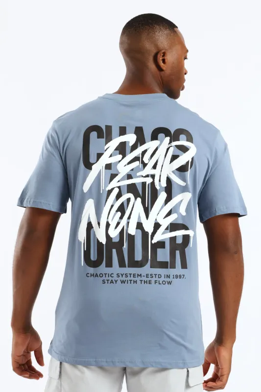 Chaos Front & Back Tee - Steel Blue sold by Edgars