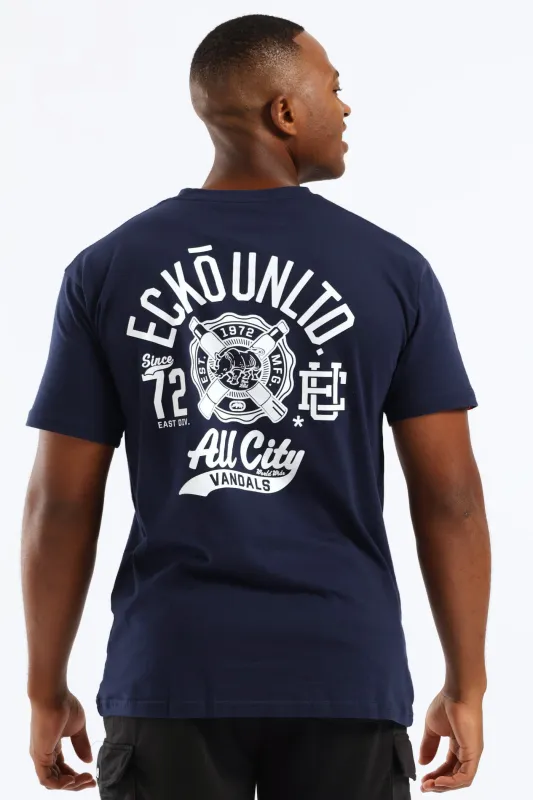 All City Bk Print Tee - Navy sold by Edgars