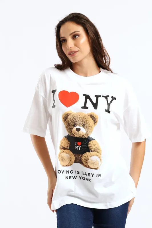 NY Teddy Oversized Tee - White sold by Edgars