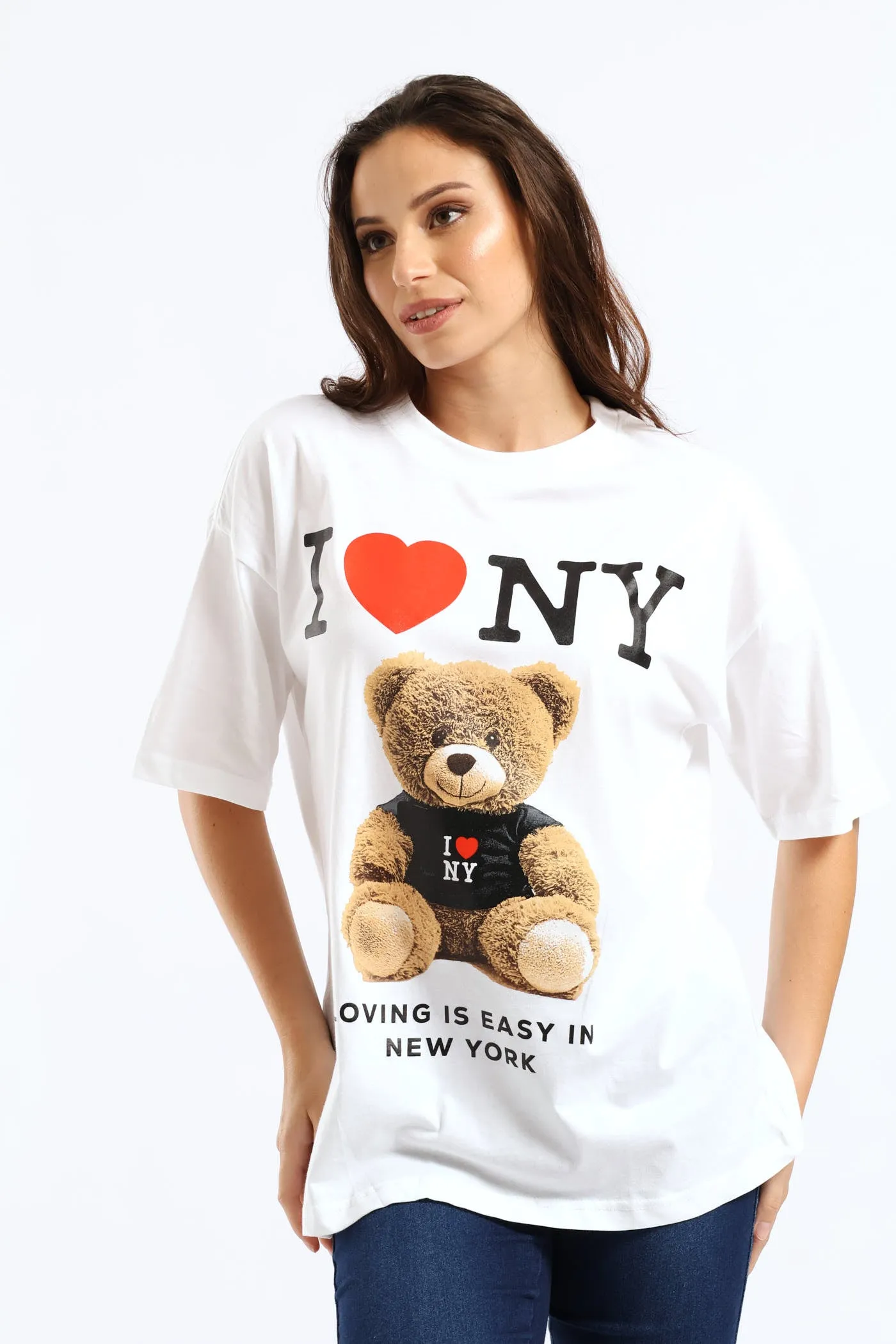 NY Teddy Oversized Tee - White sold by Edgars
