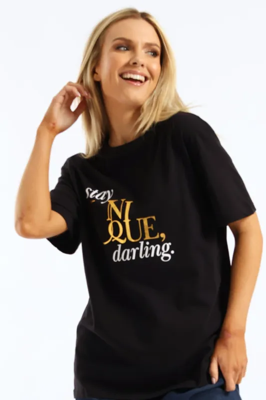 Stay Unique Darling Tee - Black sold by Edgars
