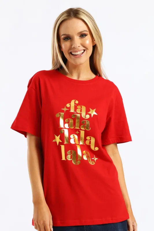 Falalalala Christmas Tee - Red sold by Edgars