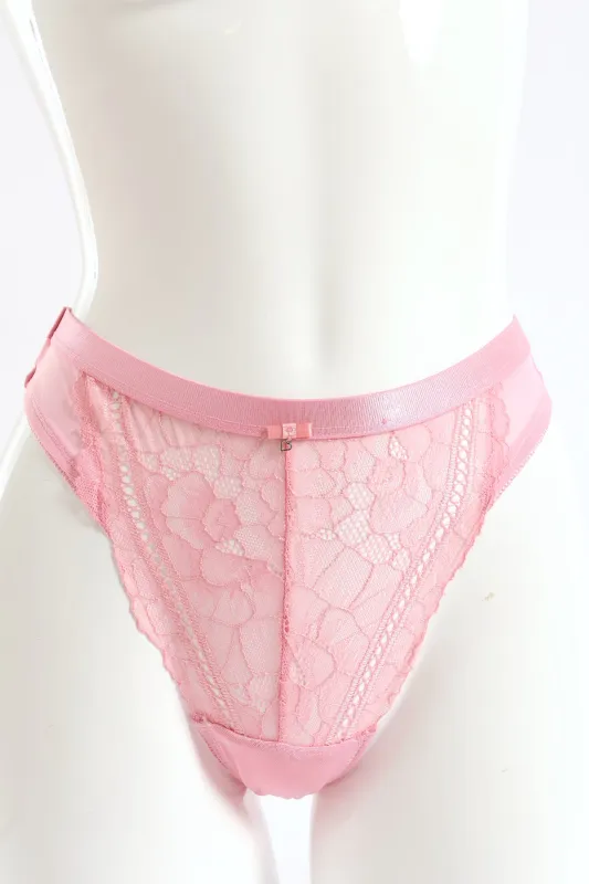 Shimmer Lace & Mesh Thong - Pink sold by Edgars