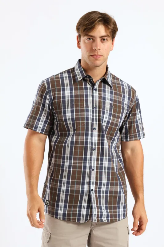 Yarn Dye Check Shirt - Fatigue sold by Edgars