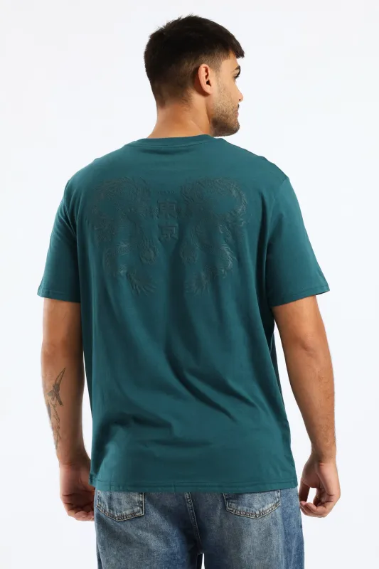 Dragon Front & Back Print Tee - Dark Teal sold by Edgars