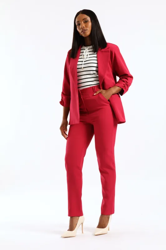 Double Belt Loop Tapered Leg Pant - Magenta sold by Edgars