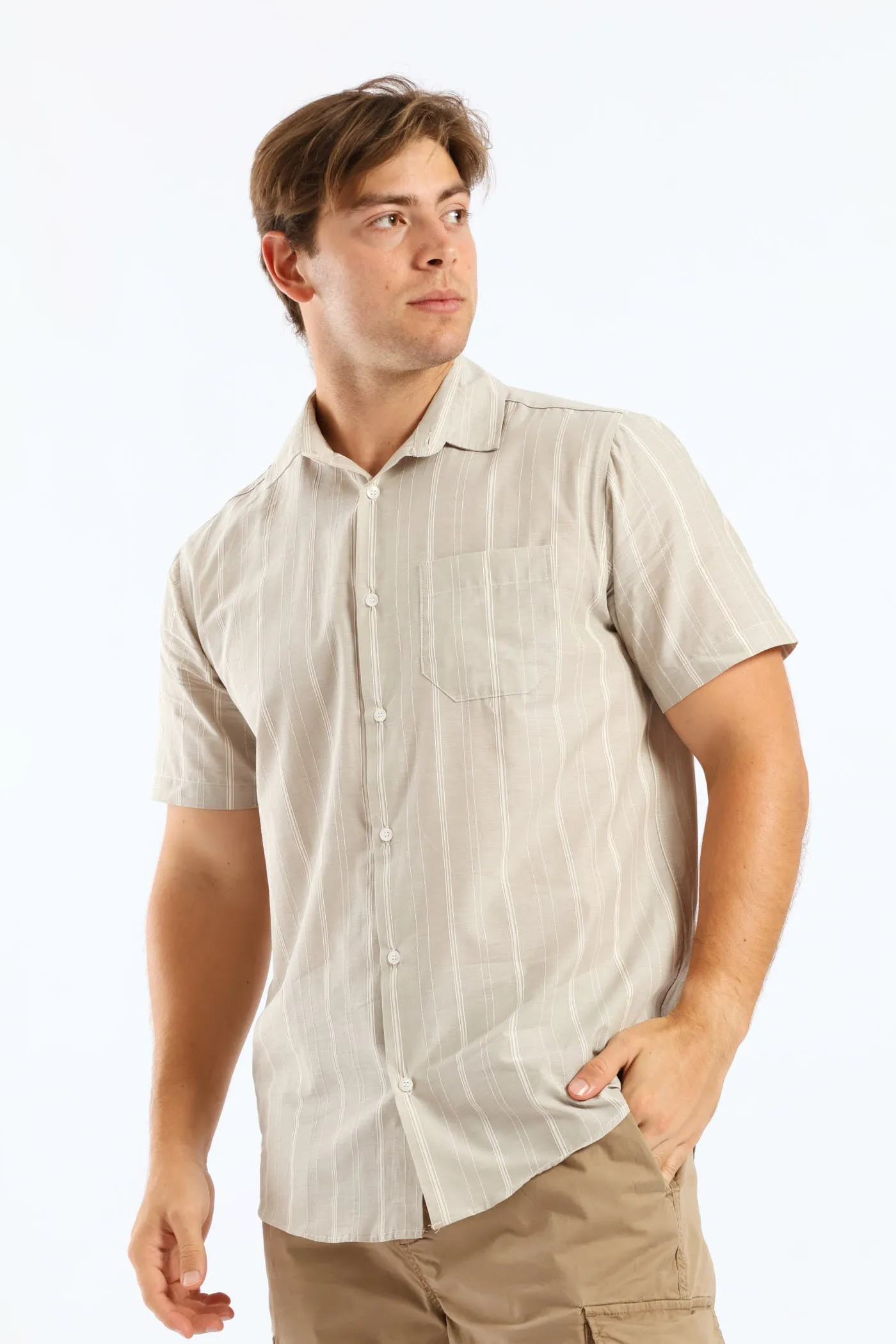 Stripe Surf Interest Regular Shirt - Light Green sold by Edgars