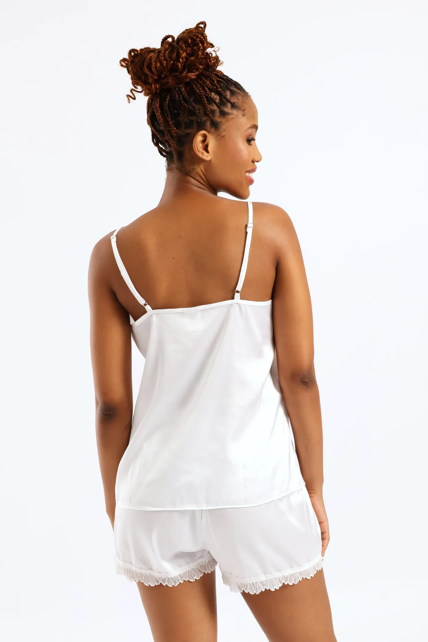 Lace Trim Satin Cami & Short Set - White sold by Edgars product image thumbnail 4