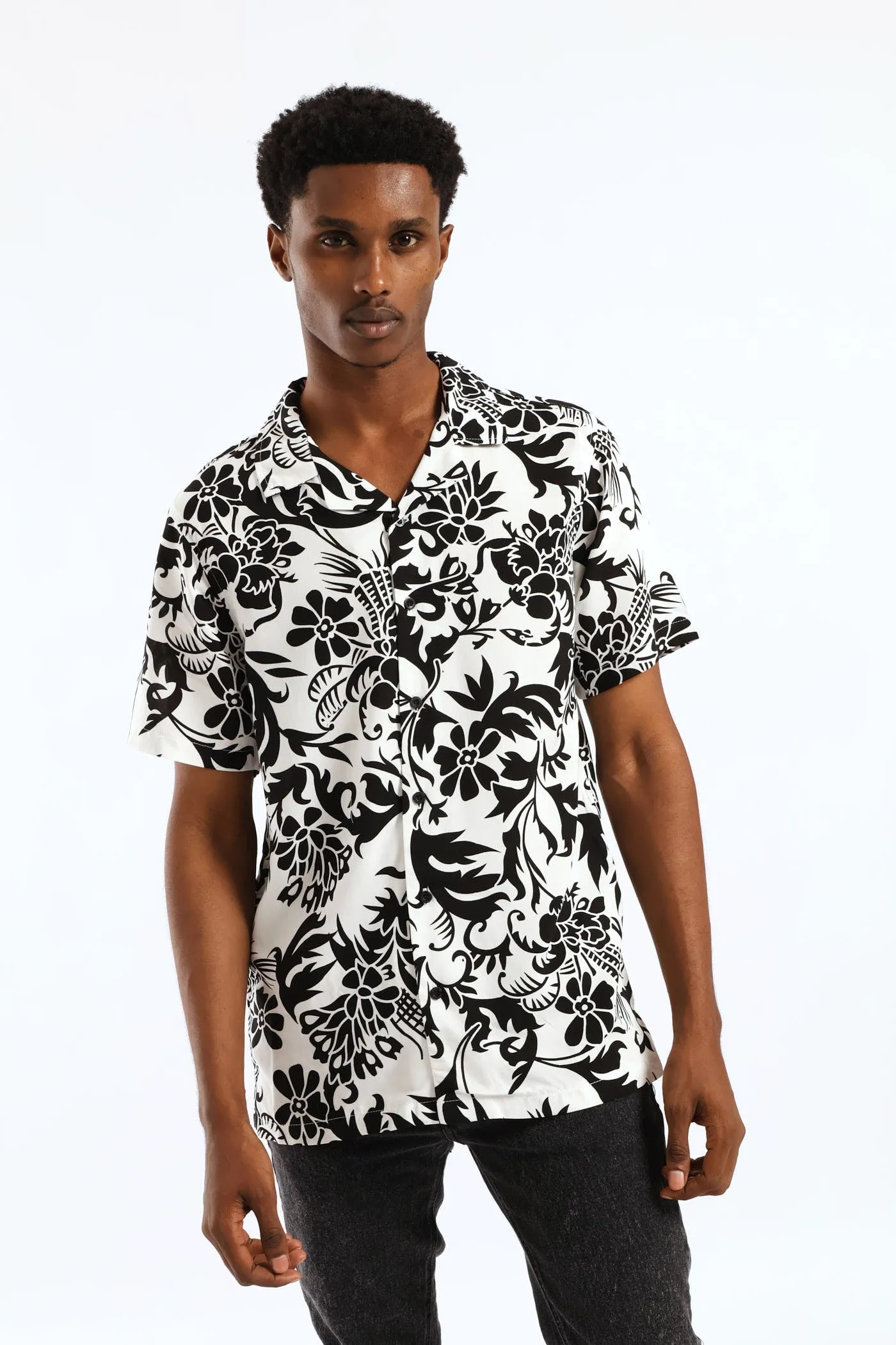 Resort Viscose Shirt - White/Black sold by Edgars