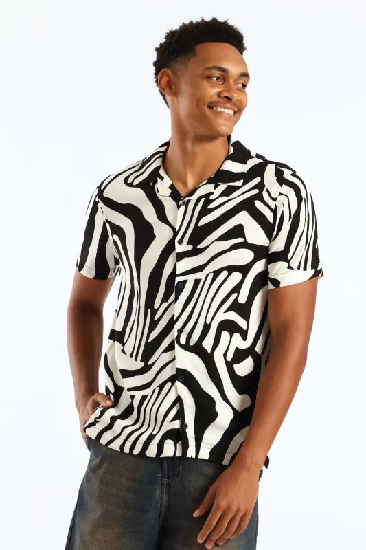 Viscose Print Shirt - Black/White sold by Edgars