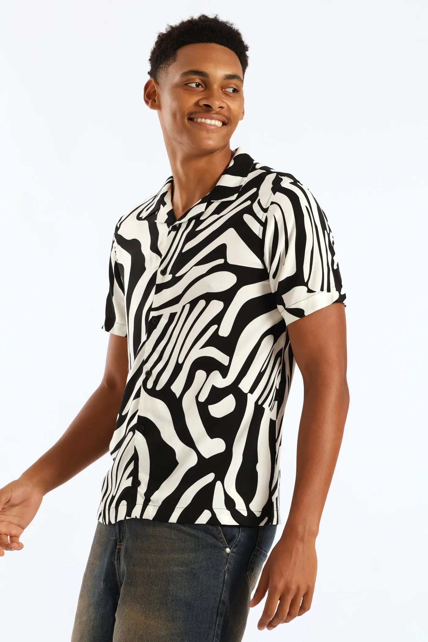 Viscose Print Shirt - Black/White sold by Edgars product image thumbnail 3