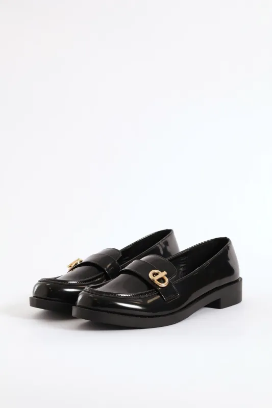 Side Circle Trim Shiny Loafer - Black sold by Edgars