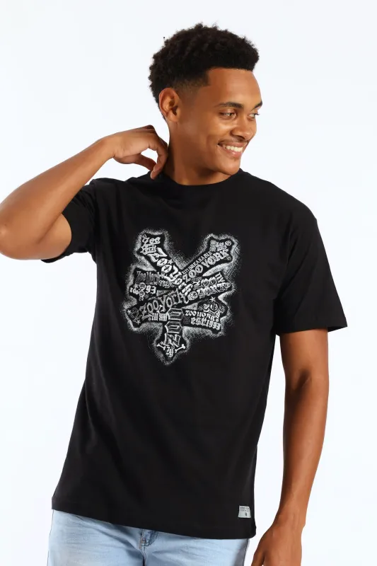 Shadow Spray Back Print Tee - Black sold by Edgars