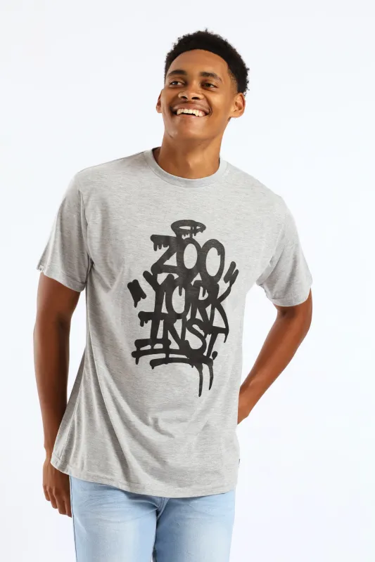 Drip Back Print Tee - Grey Melange sold by Edgars