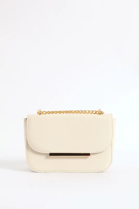 Gold Hardware Satchel Bag - Cream sold by Edgars