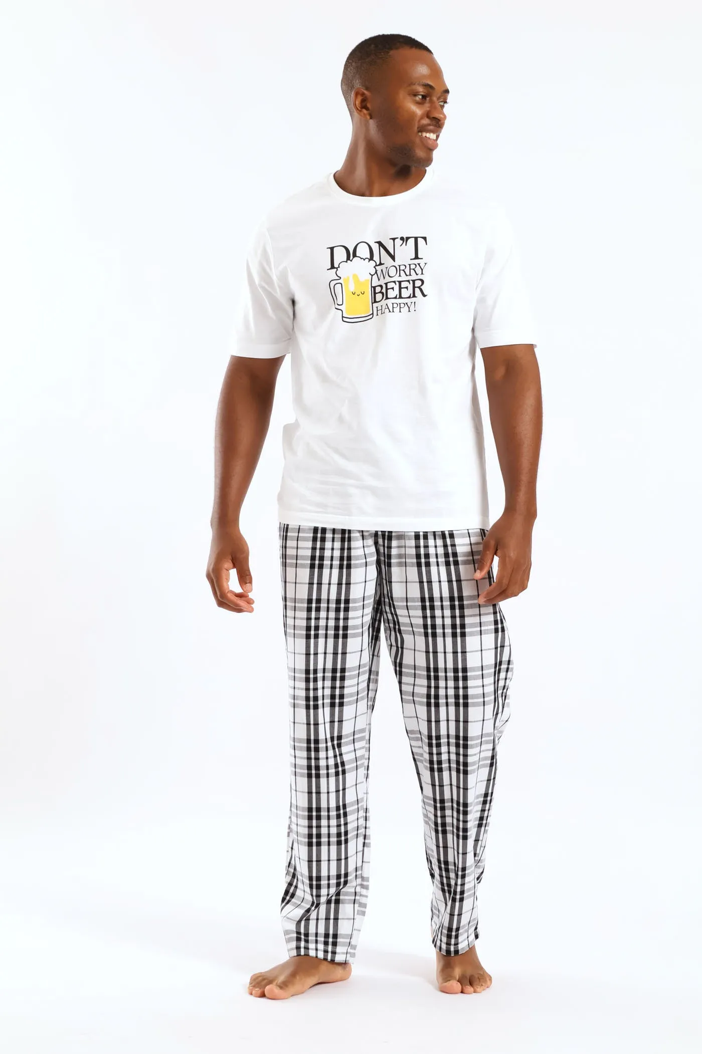 Check Woven Pants - Black/White sold by Edgars
