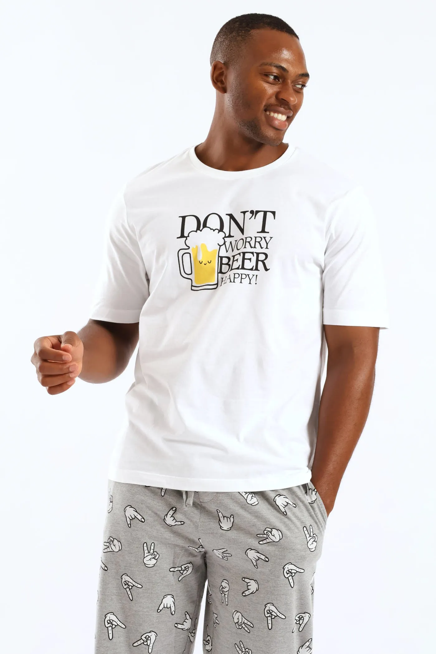 Don’t Worry Beer Happy Pyjama Tee - Multi sold by Edgars