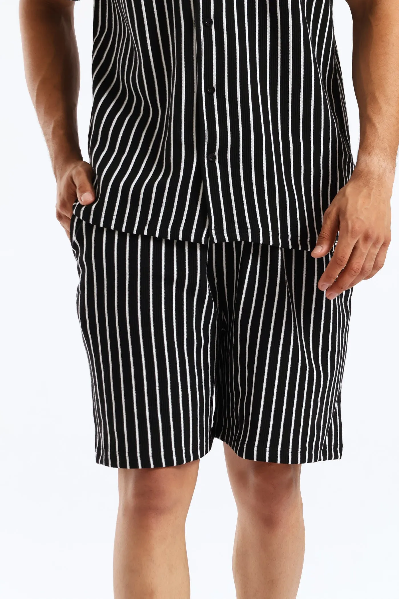 Striped Knit Shorts - Black sold by Edgars product image thumbnail 3