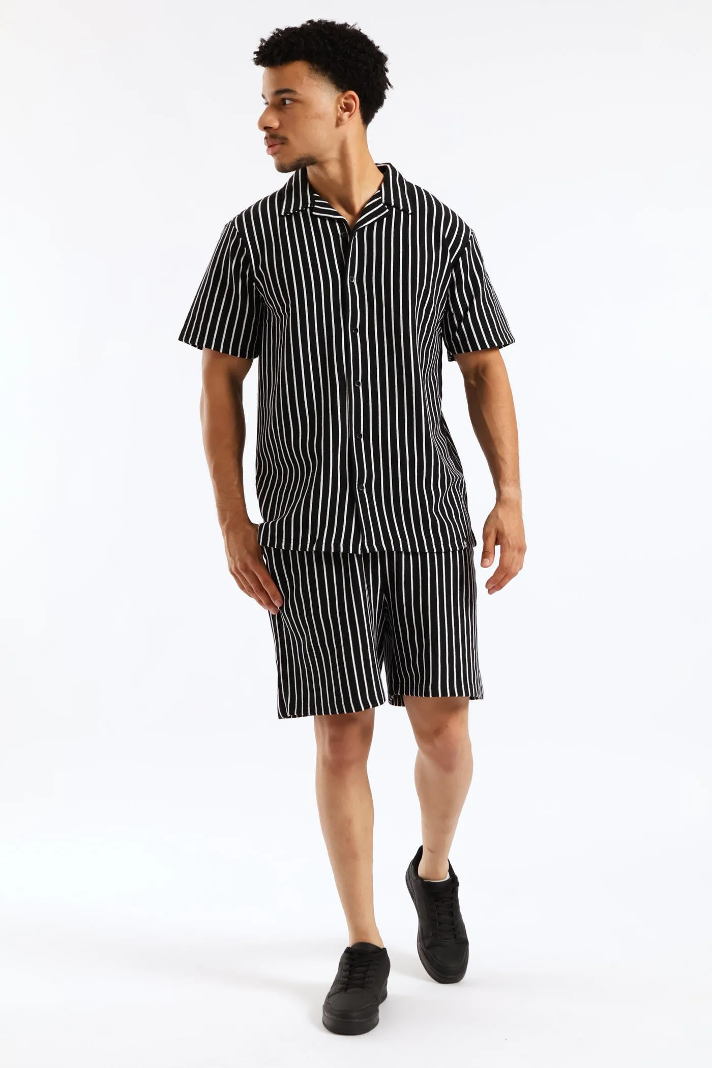 Striped Knit Shorts - Black sold by Edgars