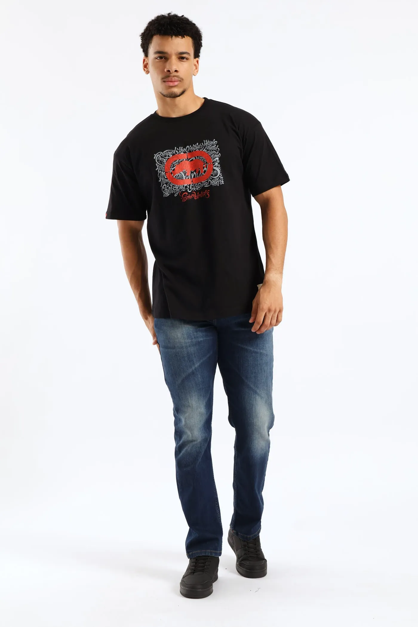Rhino Chest Script Tee - Black sold by Edgars