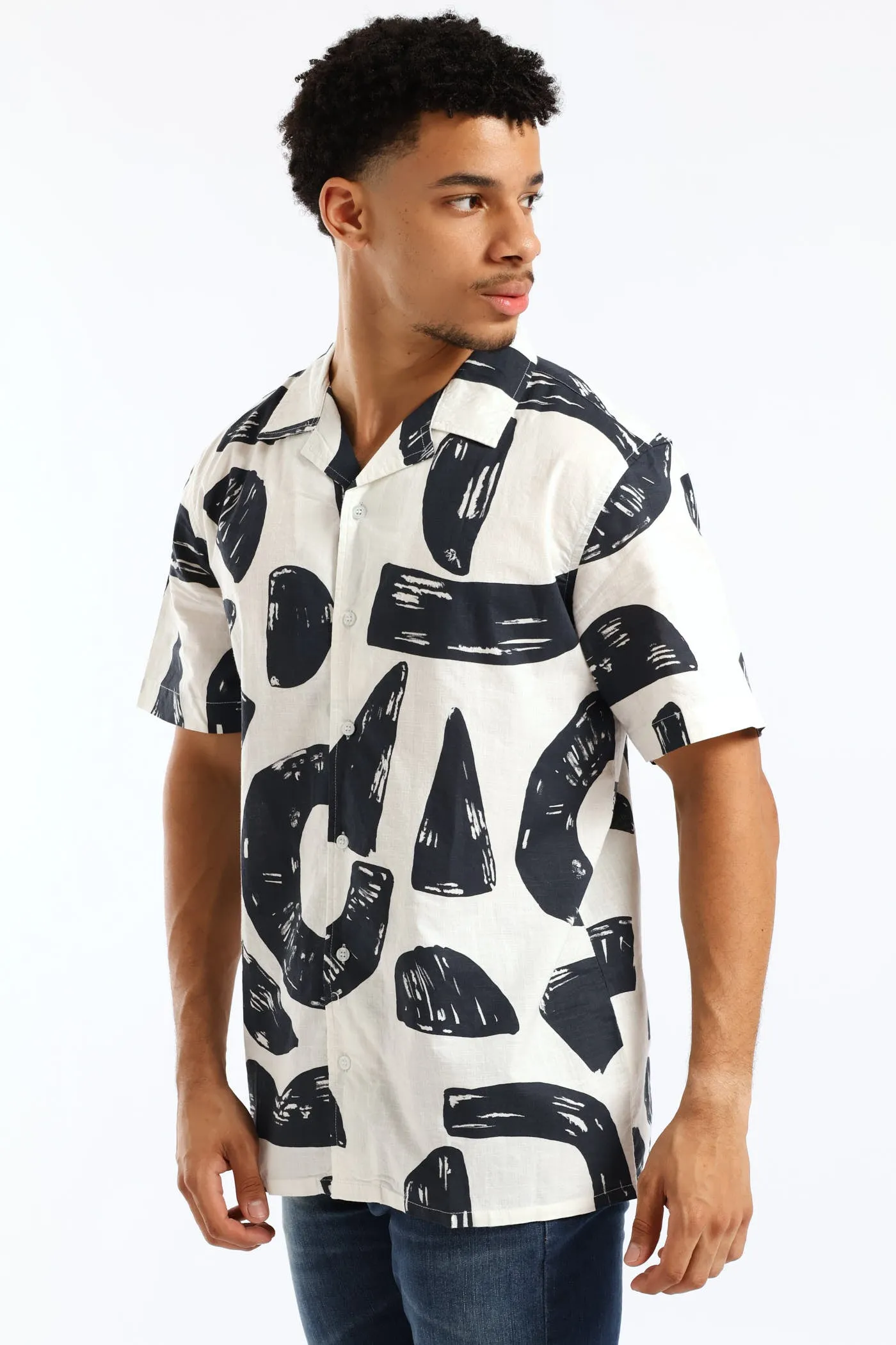 Geo Cotton Shirt - White sold by Edgars