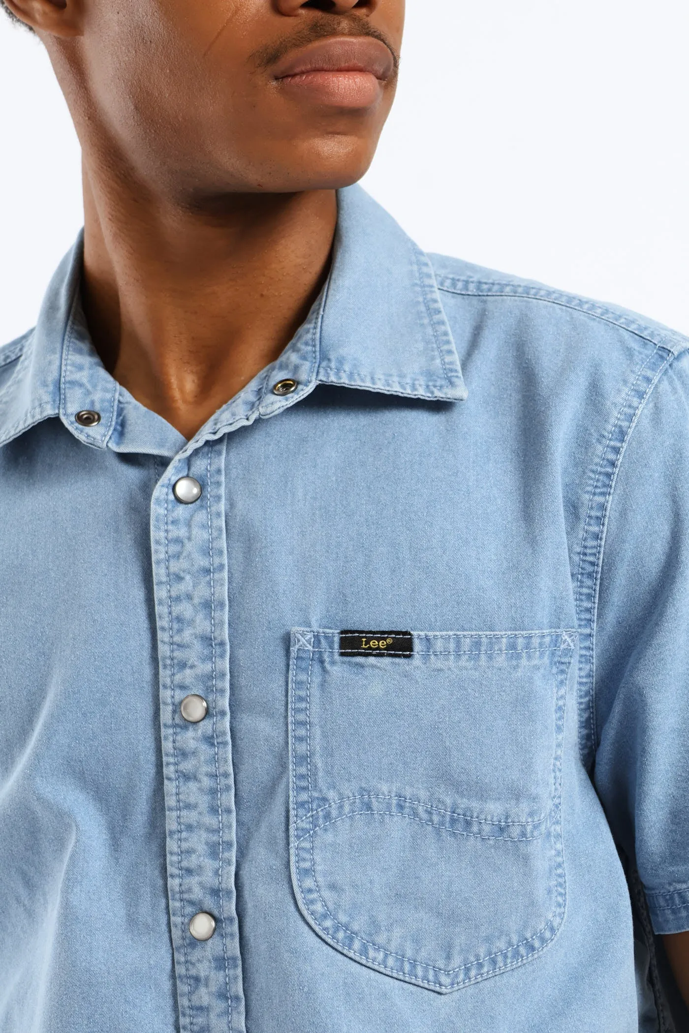 Lazy Denim Short Sleeve Shirt - Light Wash sold by Edgars product image thumbnail 2
