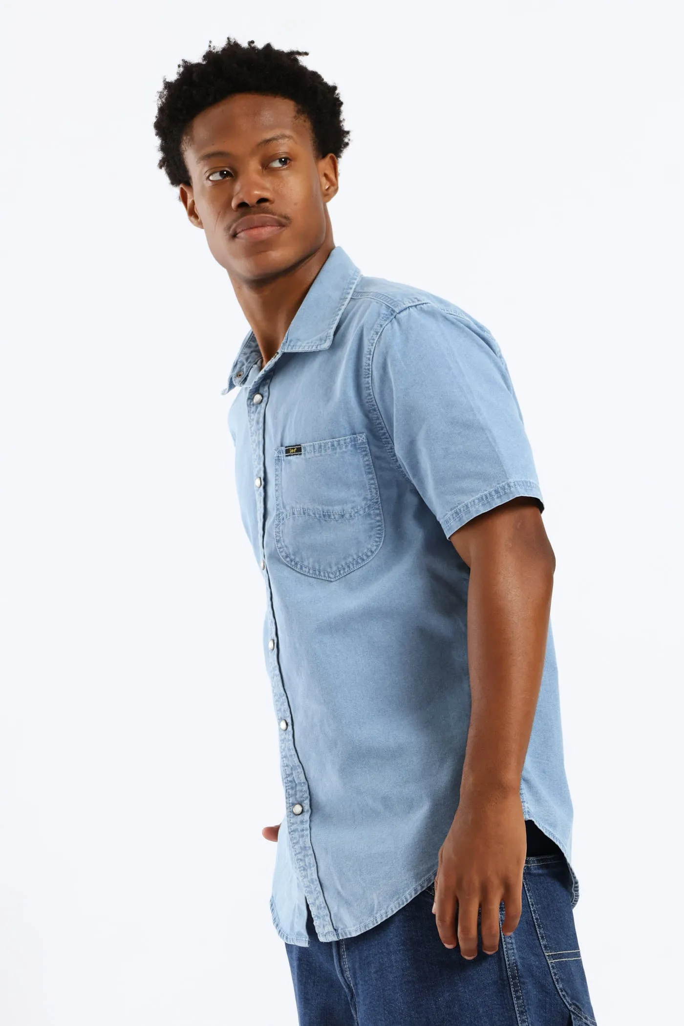 Lazy Denim Short Sleeve Shirt - Light Wash sold by Edgars product image thumbnail 3
