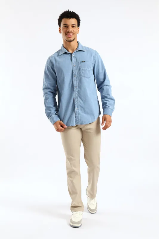 Lazy Denim Long Sleeve Shirt - Light Wash sold by Edgars