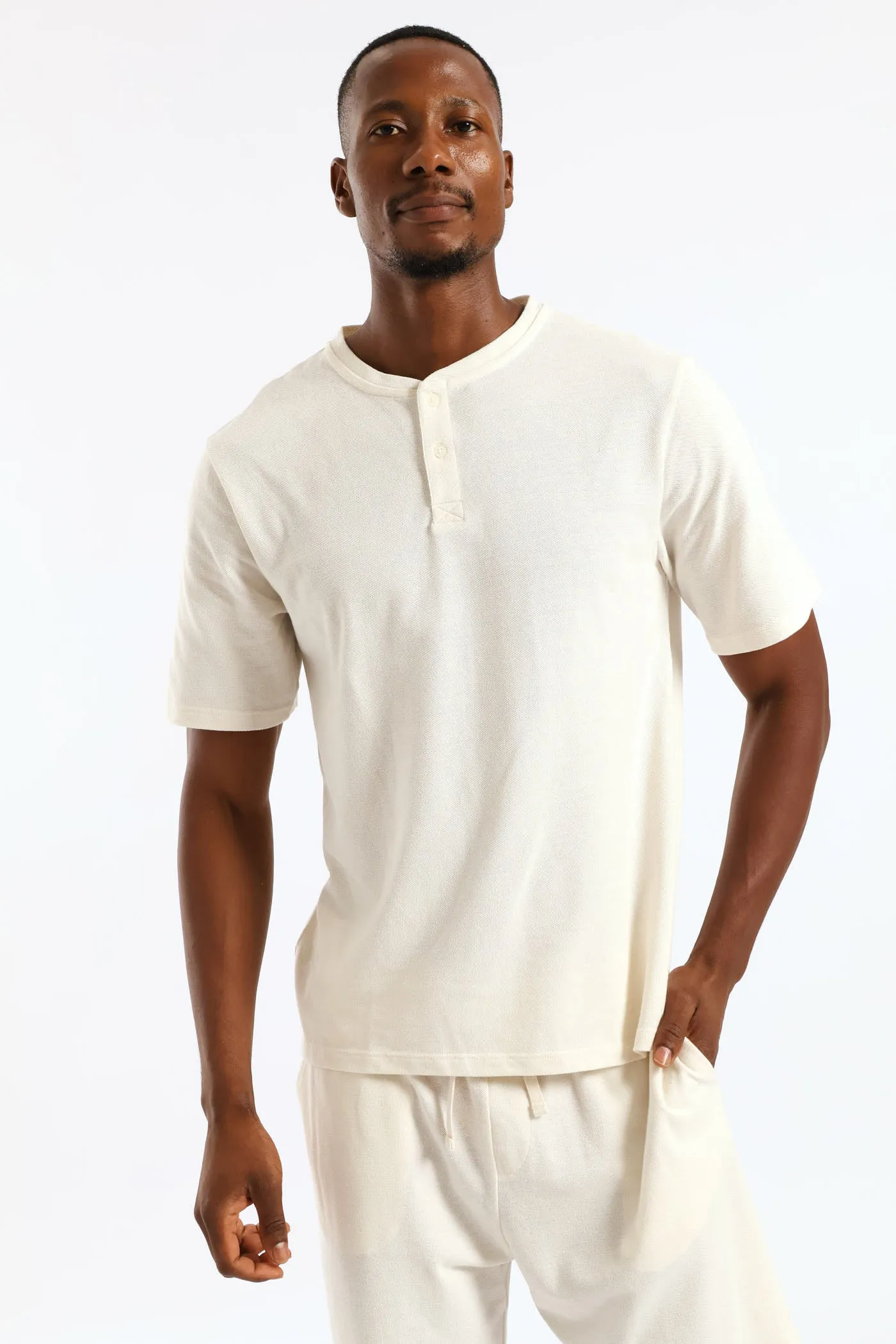 Marshmallow Henley Pyjama Top - Cream sold by Edgars