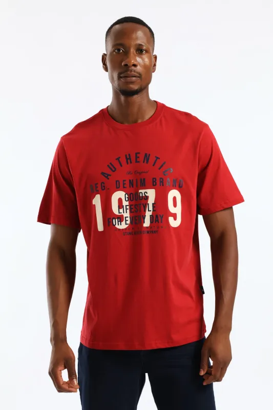 Authentic Print Tee - Dark Red sold by Edgars