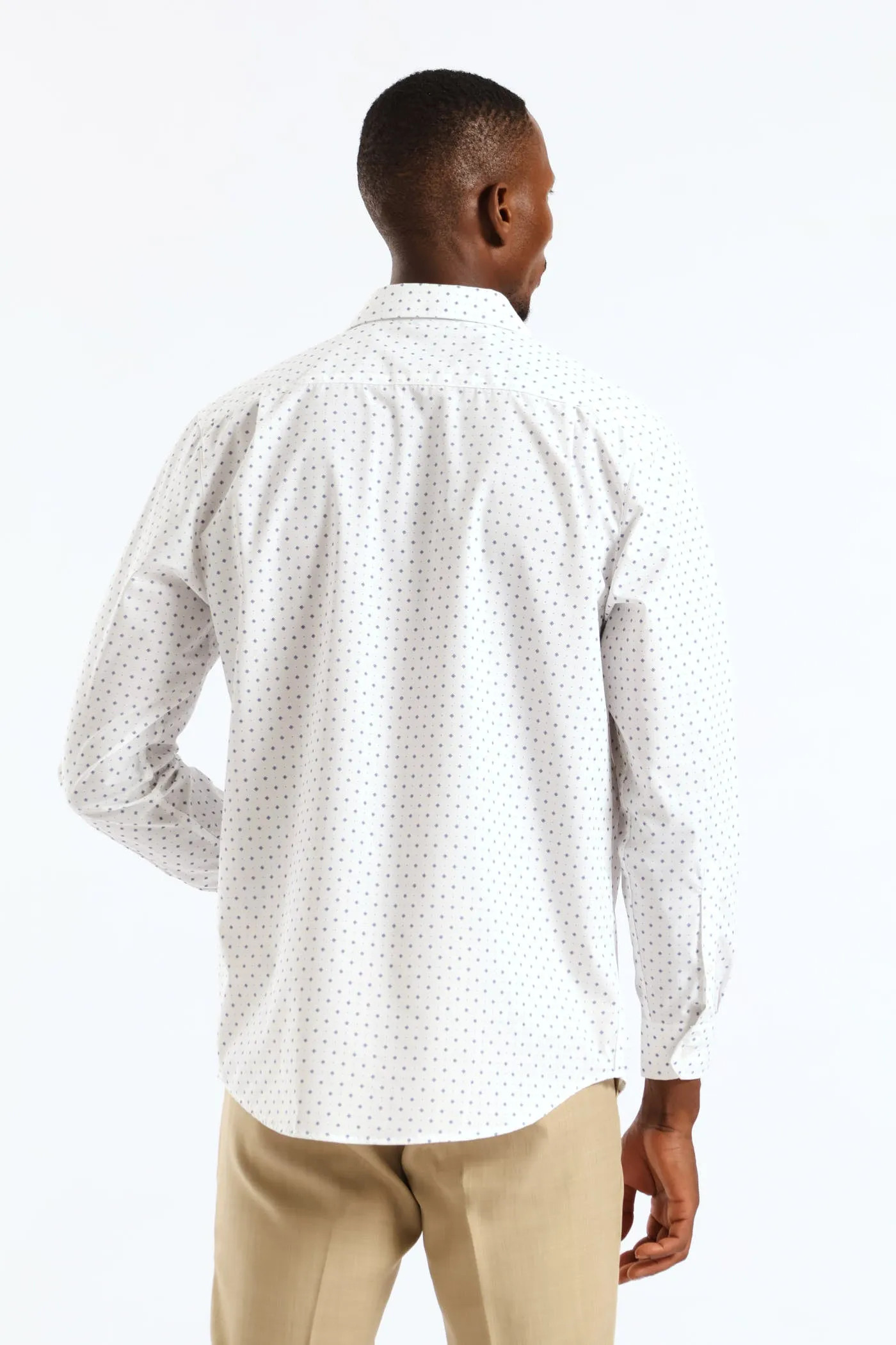 Ditsy Spotted Geometric Printed Shirt - White/Navy sold by Edgars product image thumbnail 4