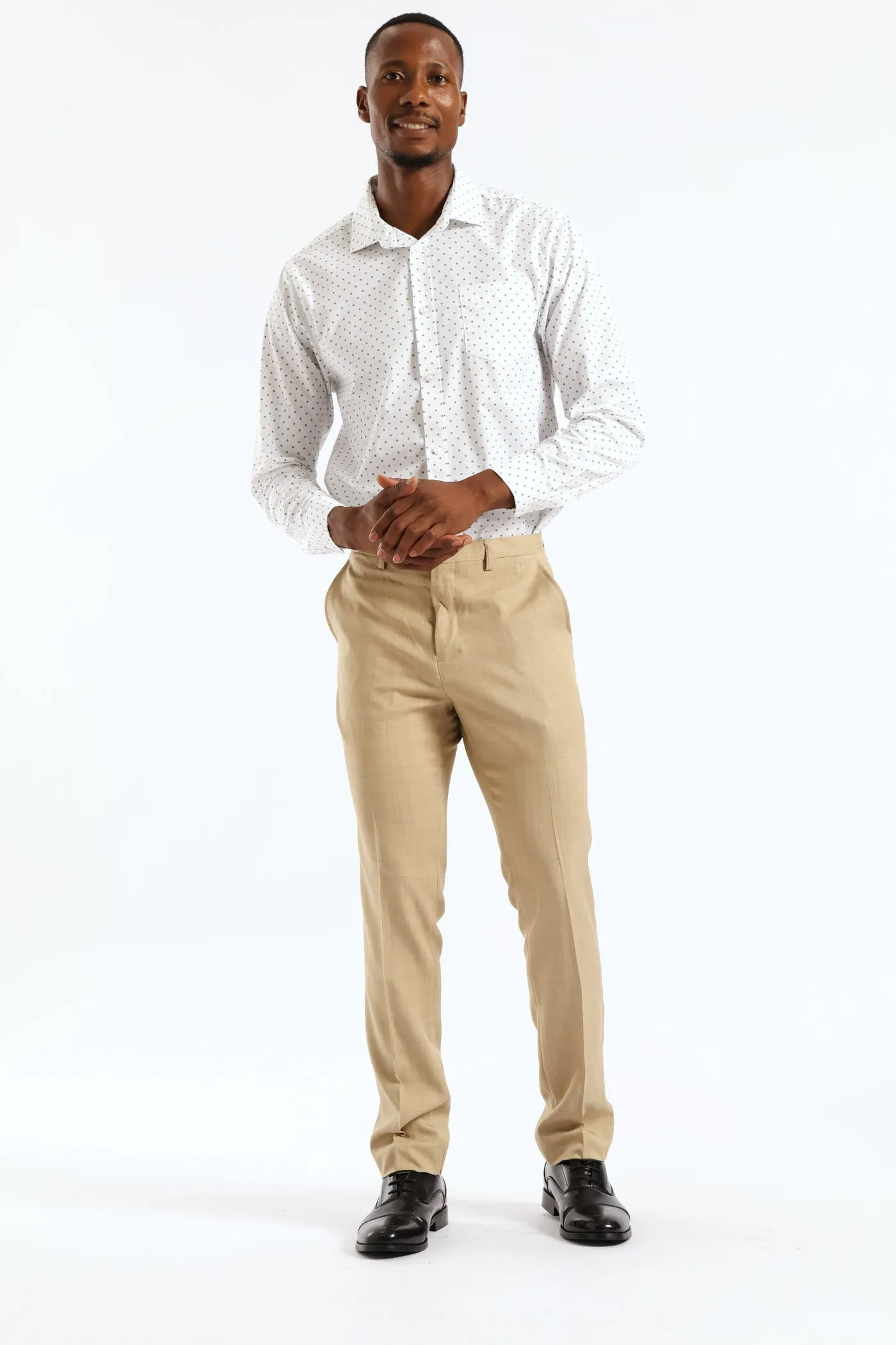 Ditsy Spotted Geometric Printed Shirt - White/Navy sold by Edgars