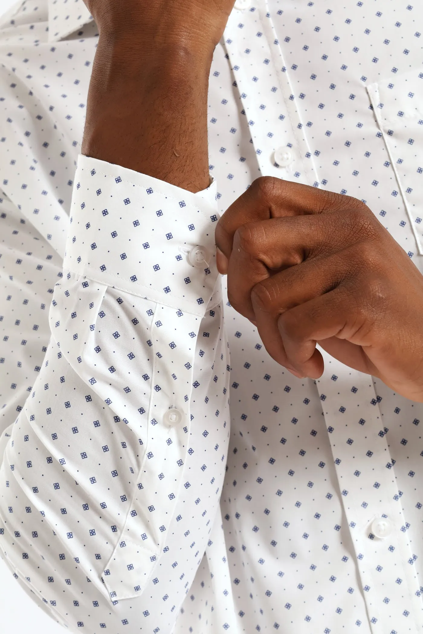 Ditsy Spotted Geometric Printed Shirt - White/Navy sold by Edgars product image thumbnail 5