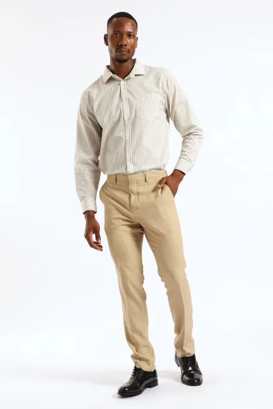 Regular Double Skinny Stripe Printed Shirt - White/Beige sold by Edgars