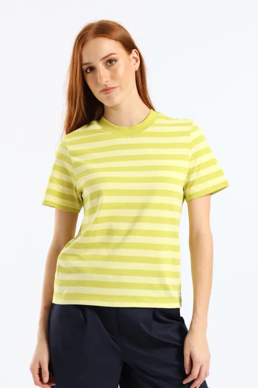 Stripe Boxy Tee - Chartreuse sold by Edgars