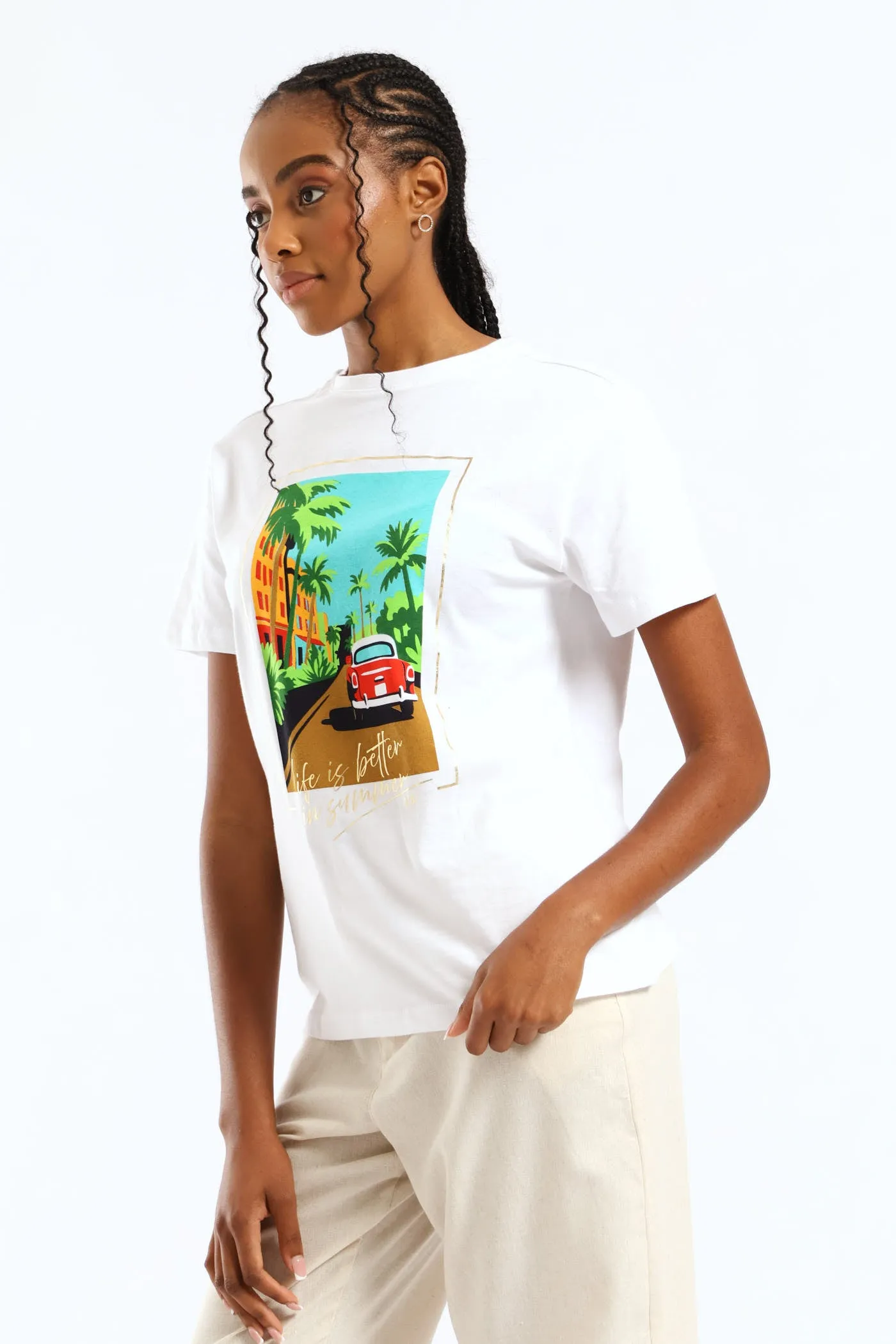 Miami Life Is Better In Sunshine Tee - White sold by Edgars product image thumbnail 3