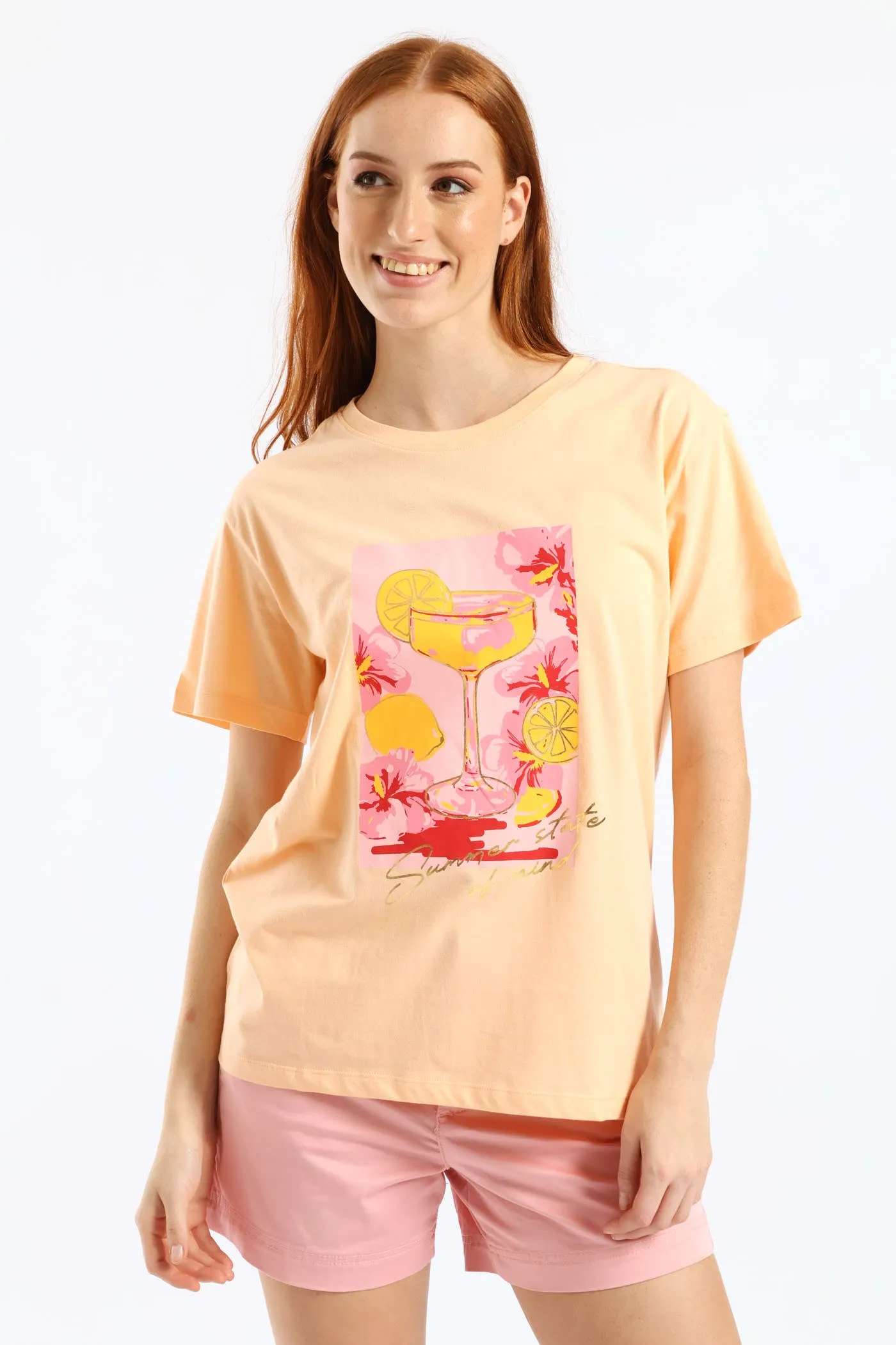 Fruit Cocktail Tee - Pale Salmon sold by Edgars