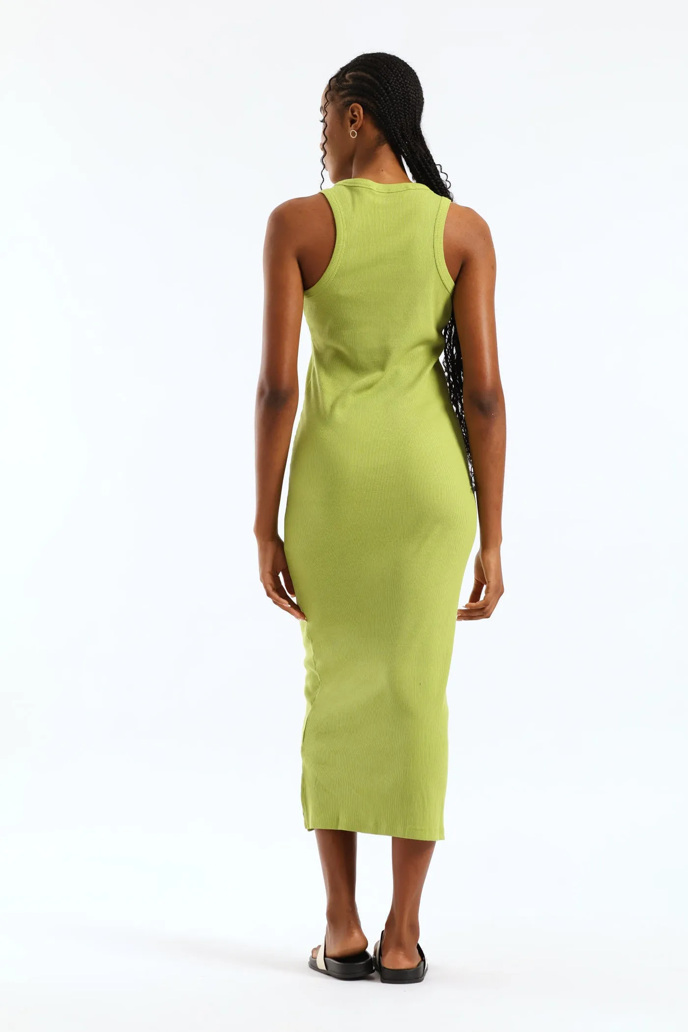 Rib Tank Column Side Slits Midi Dress - Chartreuse sold by Edgars product image thumbnail 2
