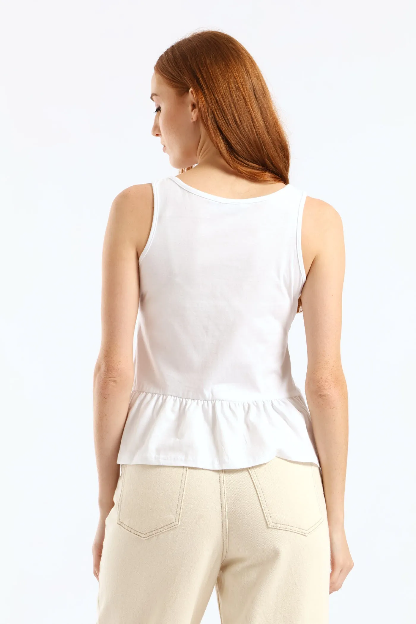 Knit Peplum Hem Tank - White sold by Edgars product image thumbnail 3