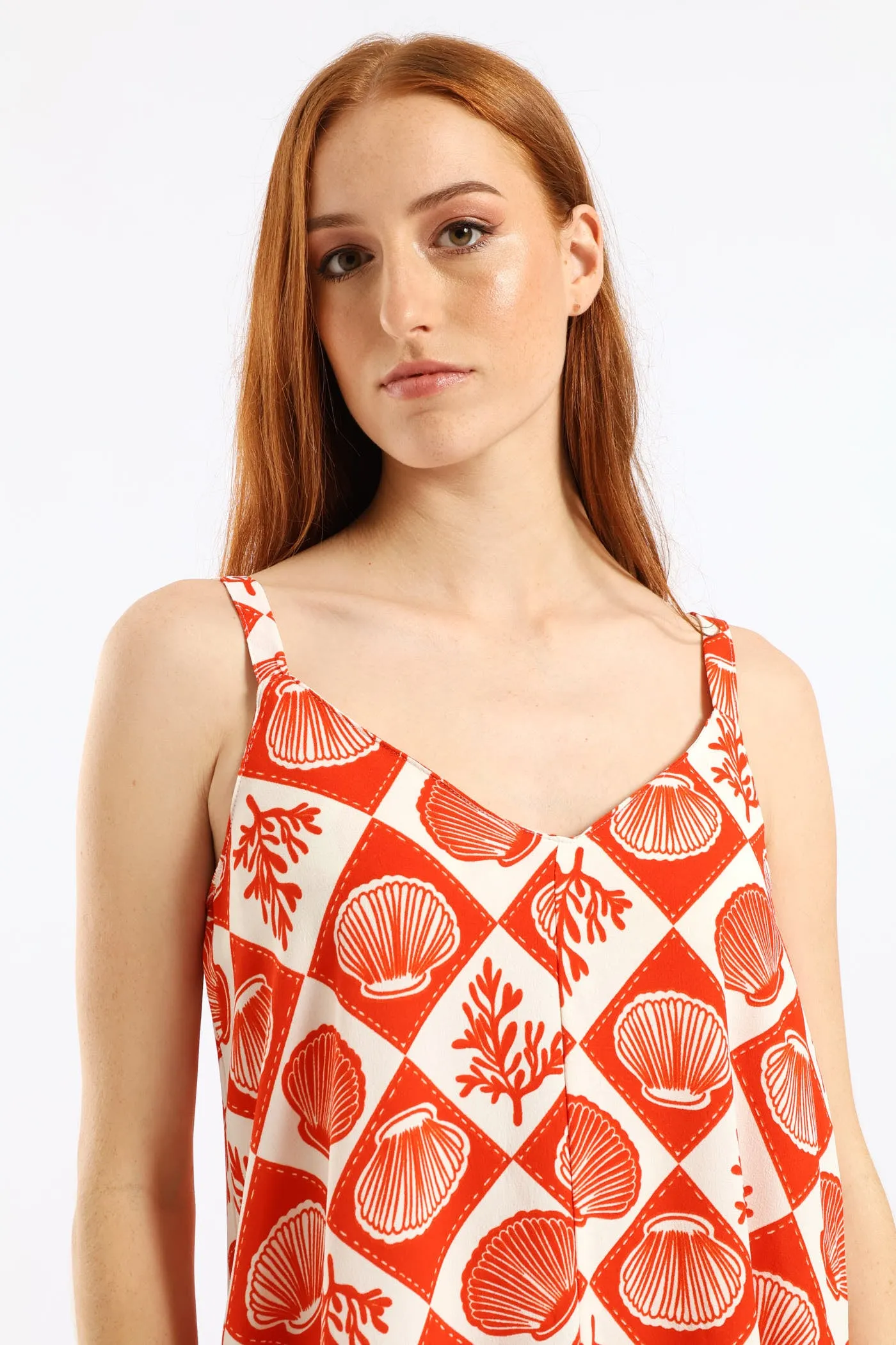 V-Neck Flare Slip Midi Dress - White/Orange sold by Edgars product image thumbnail 4