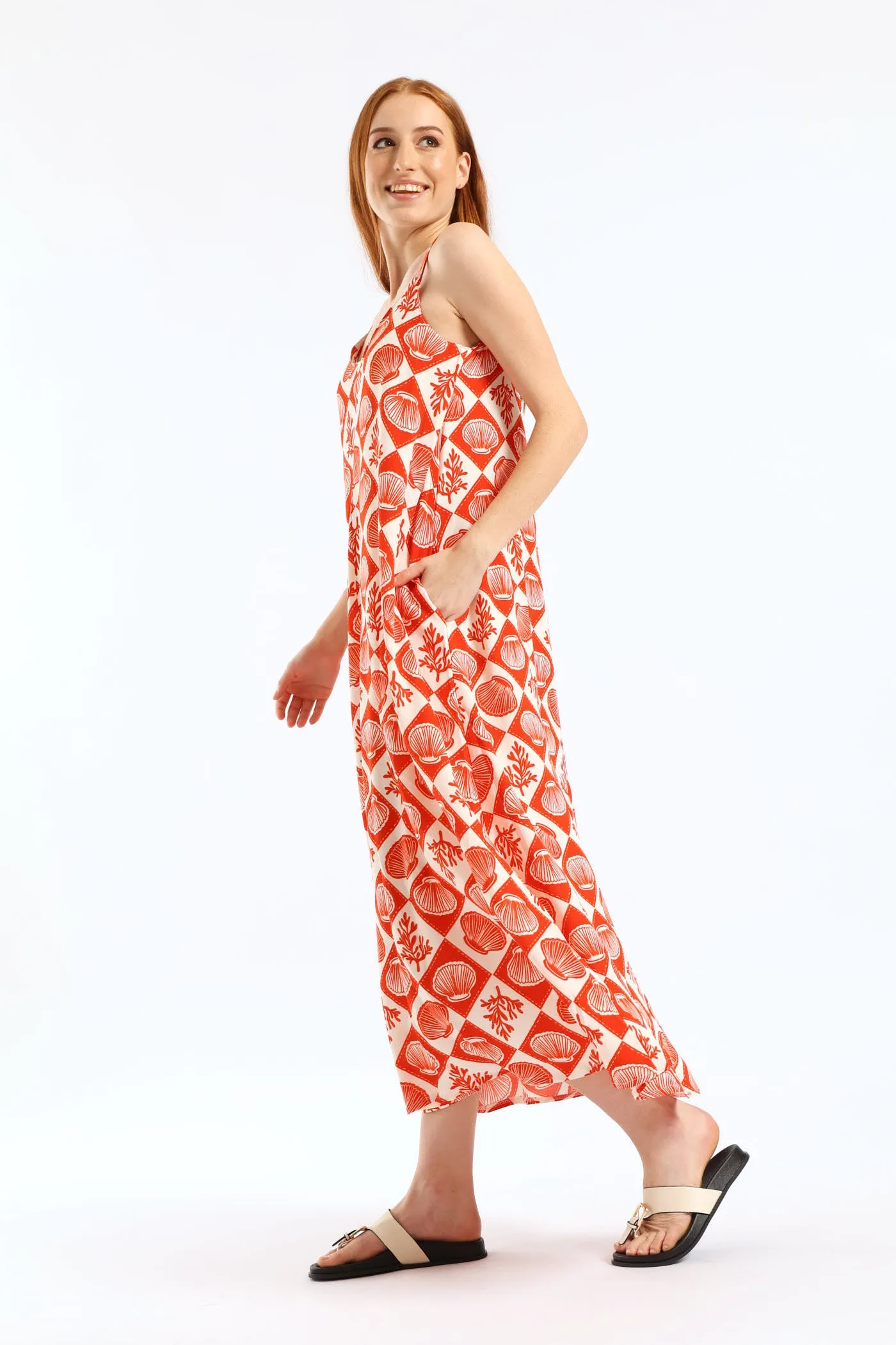 V-Neck Flare Slip Midi Dress - White/Orange sold by Edgars product image thumbnail 3